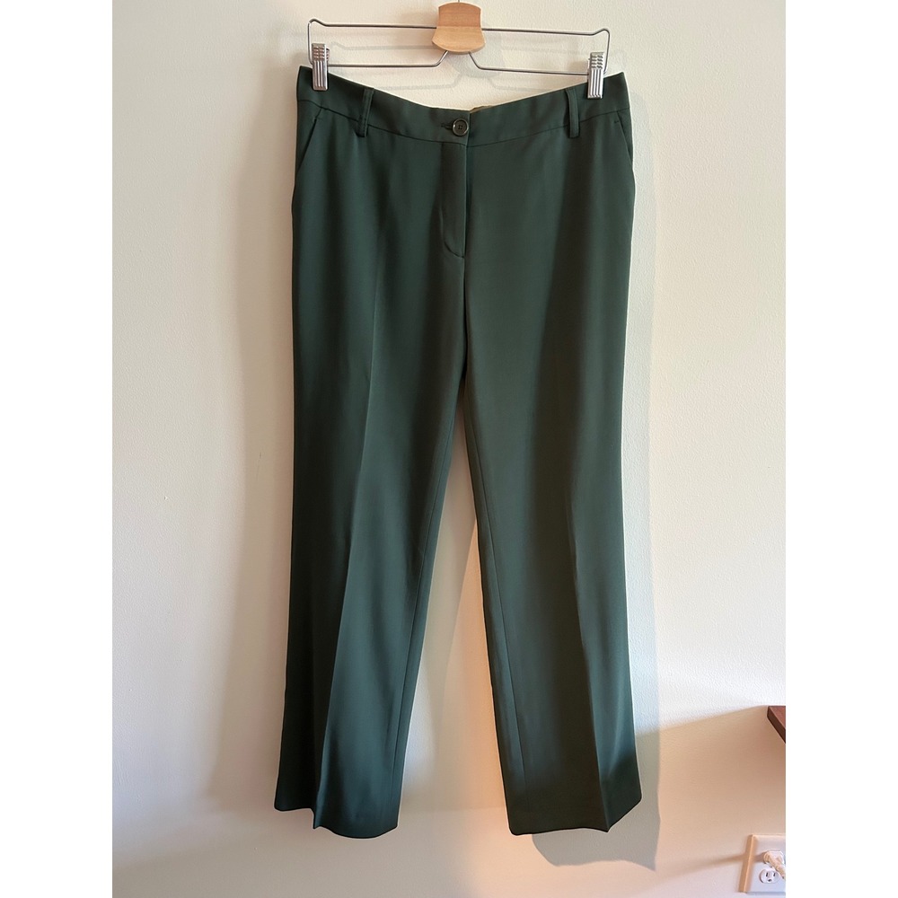 Etro Trousers Dark Green IT 44 Wool Blend Straight Leg Made in Italy